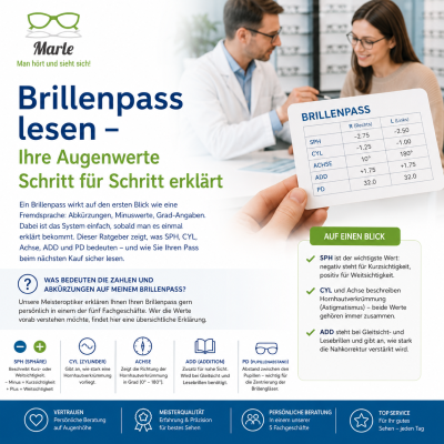 Brillenpass lesen - So verstehen Sie Ihre Augenwerte - Brillenpass lesen - Augenwerte verstehen | Marle Optik &amp; Akustik