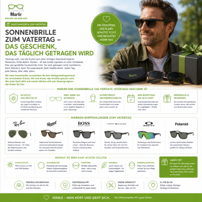 Sonnenbrille zum Vatertag – das Geschenk, das täglich getragen wird - Sonnenbrille zum Vatertag - Geschenkideen bei Marle