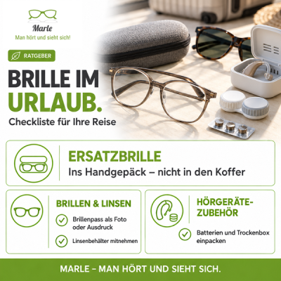 Brille im Urlaub: Checkliste und Tipps für Brillenträger - Brille im Urlaub: Checkliste, Ersatzbrille und Kontaktlinsen-Tipps | Marle