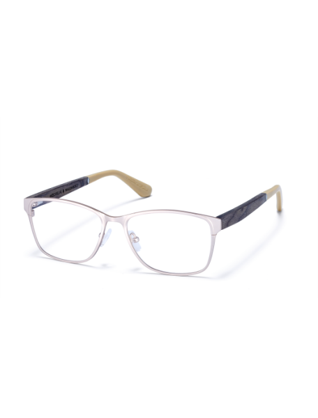 WOODFELLAS Wood/Titanium Optical Wallenburg 10967 Holz/Titan curled/gold matte