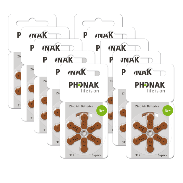 Phonak Hörgerätebatterien 312 - braun PR41 - (120er Pack / 20x 6er Blister)