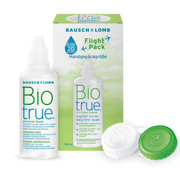 BAUSCH & LOMB Biotrue Flight Pack 100 ml + Behälter + Beutel