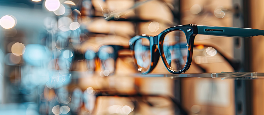 Brille in einem Optikergeschäft in Leipzig